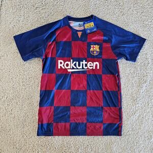 FC Barcelona Soccer Jersey Rakuten Messi Mens Small New With Tags USA Clean Y2K